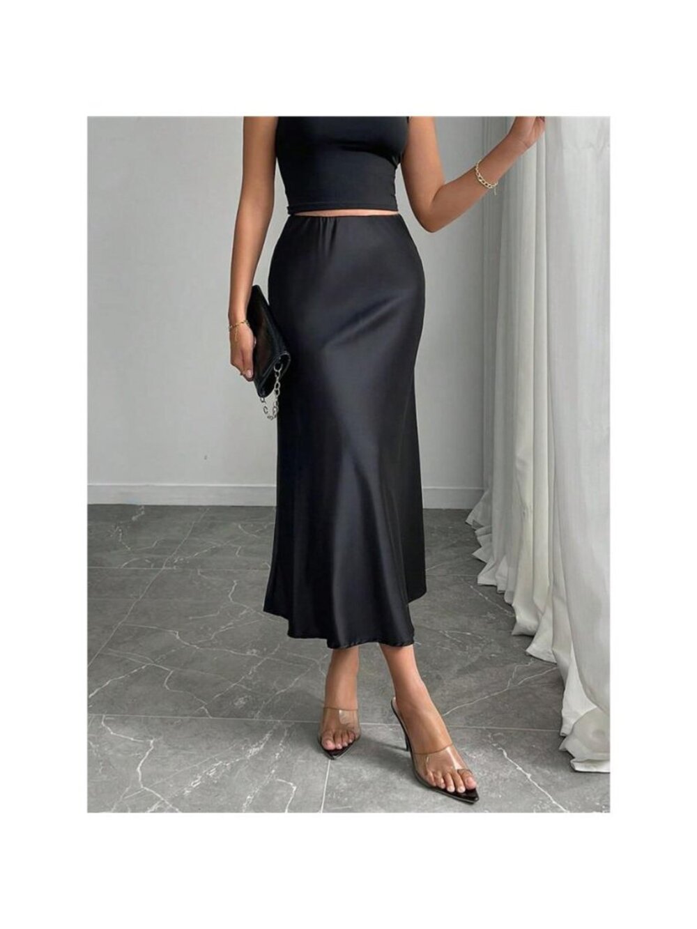 Satin Midi Skirt